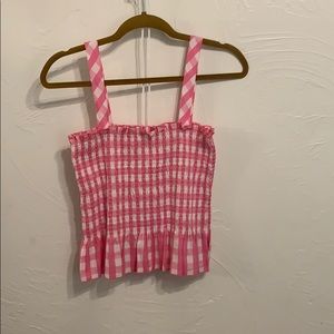 NWOT stretchy pink plaid tank